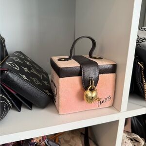 Beautiful RARE Vintage Juicy Couture Pink Velour & Brown Trim Jewelry Box Train